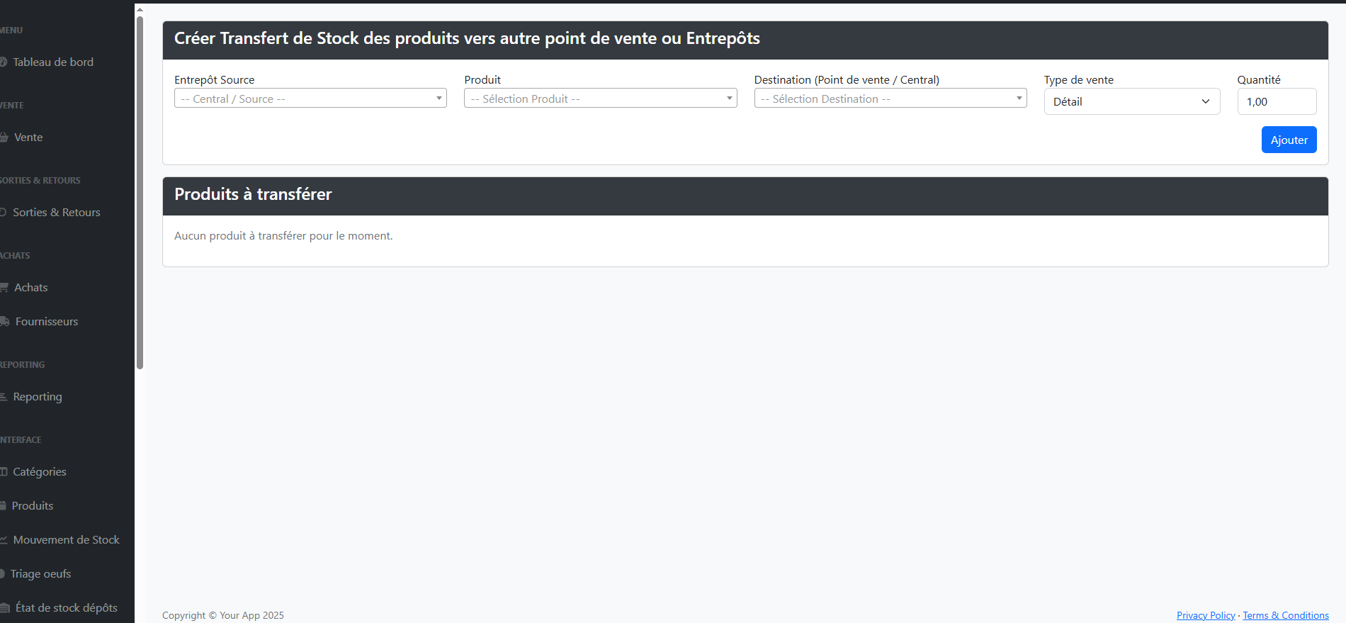 Capture écran Transfers